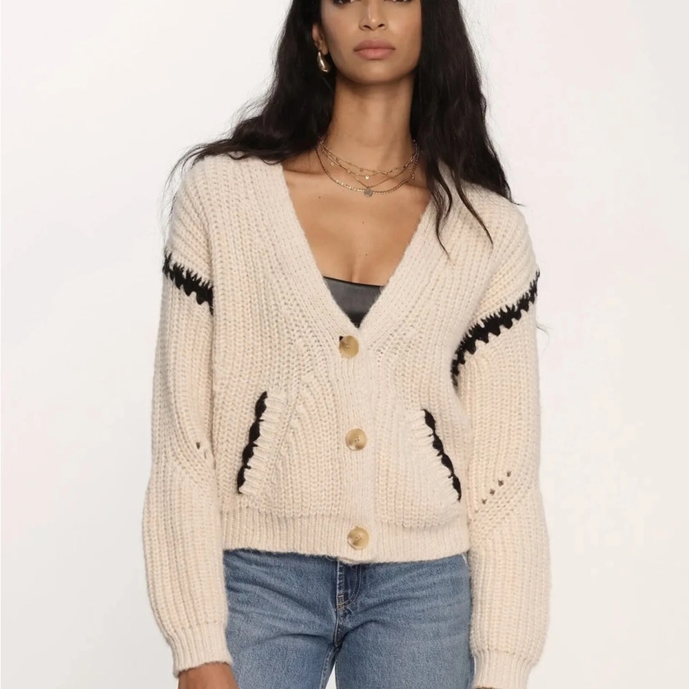 Heartloom Jessa Button Front Cardigan Cream Black M